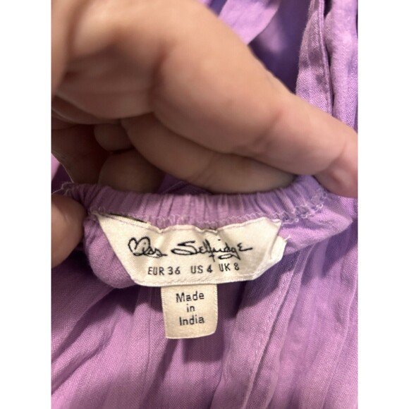Miss Selfridge Lavender Purple Layered Ruffle Maxi Dress Size 4 Open Tie Back - Picture 4 of 6